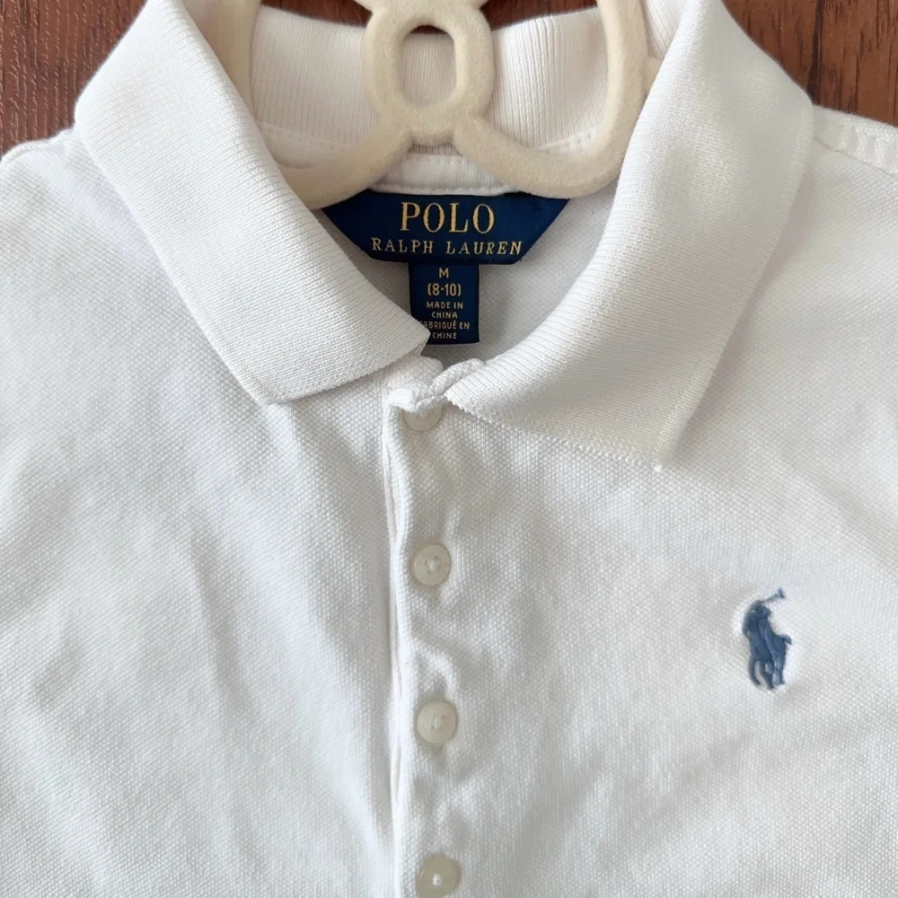 Ralph Lauren Kids Polo Shirt in White with Blue Logo